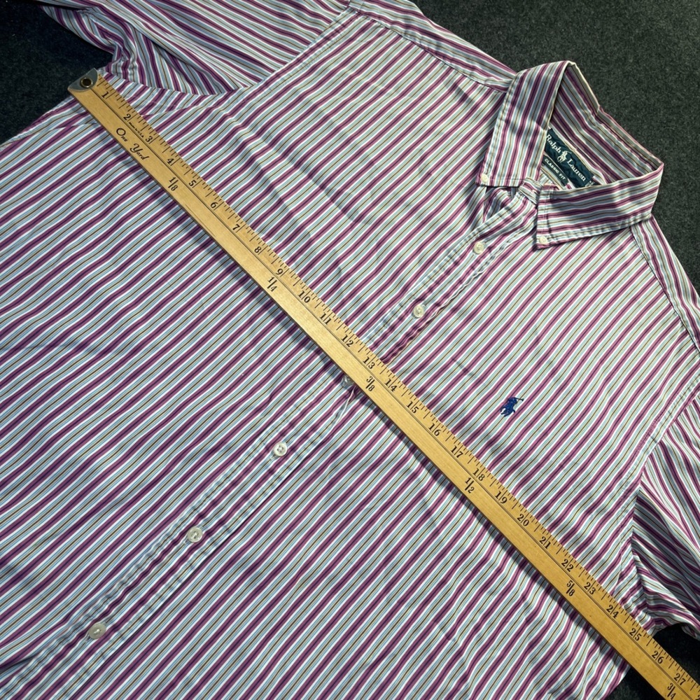 Ralph Lauren Button Down Shirt Mens 16.5 L Multi Stripe Classic Fit - Picture 5 of 6